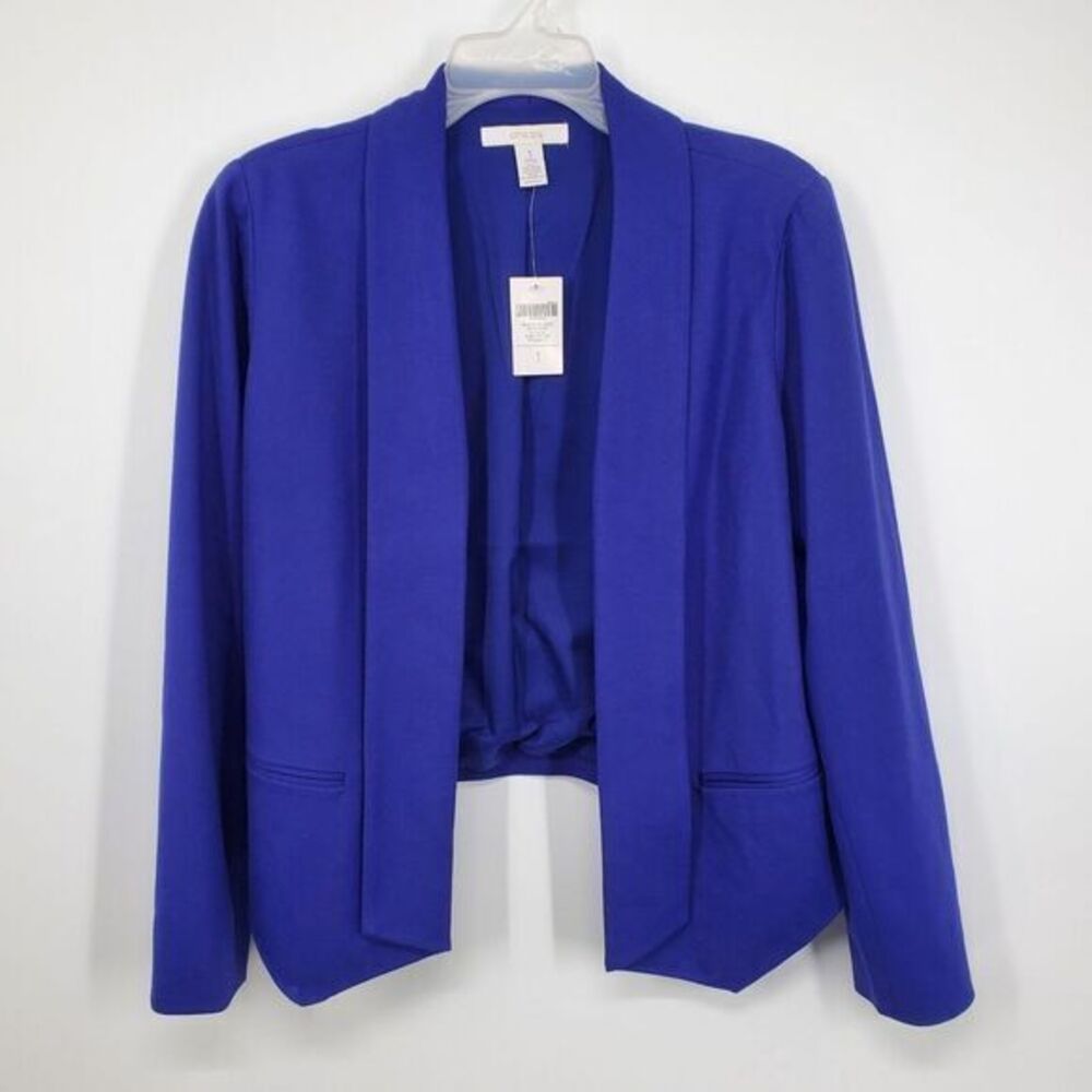 Women's Chico's Drape Front Long Sleeve Jacket Size 1 / Small NEW Purple Rapture